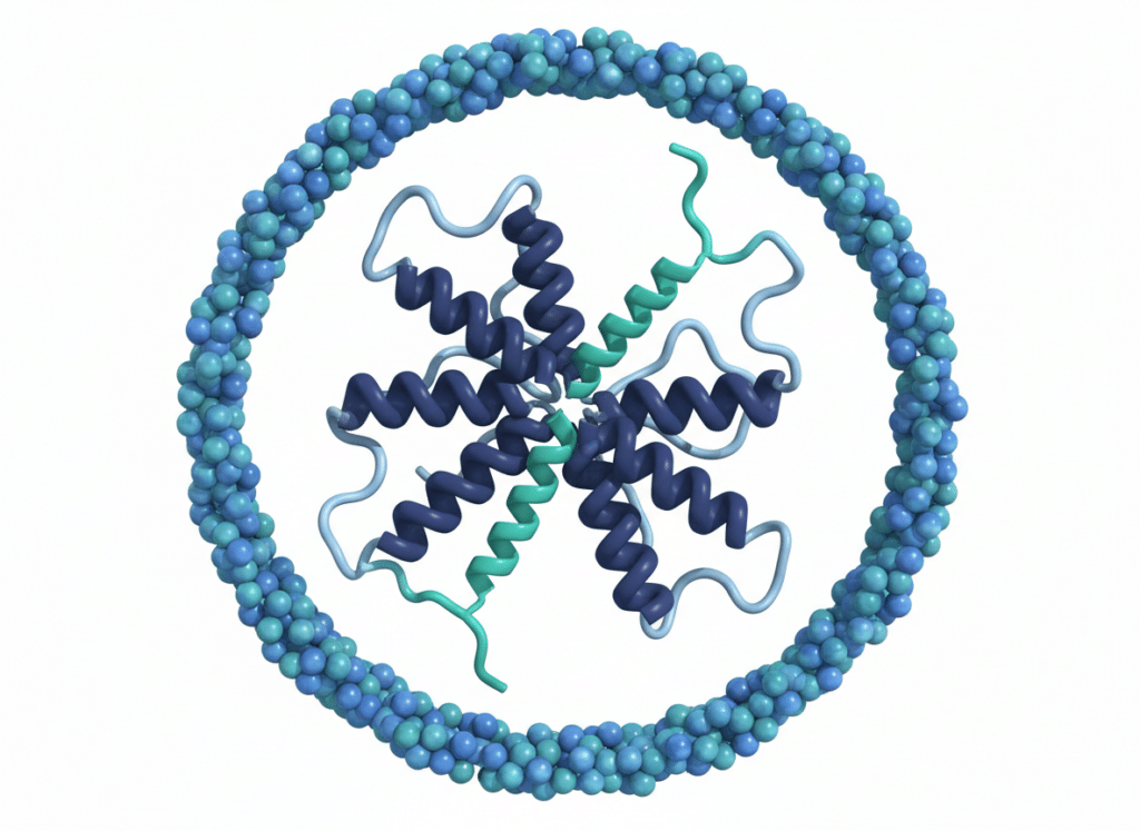 3D molecular model of GHSR-1a receptor with peptide ligand docking